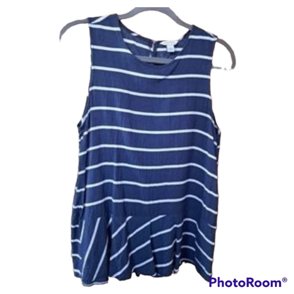 Nautica Tops - Nautica Sleeveless Blouse Shell Navy Blue with White Stripes Size L